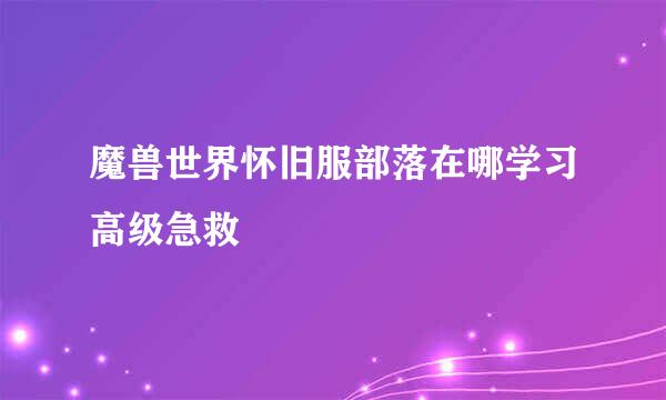 魔兽世界怀旧服部落在哪学习高级急救