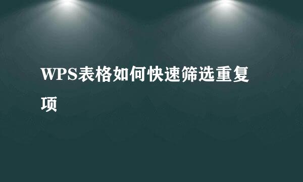 WPS表格如何快速筛选重复项