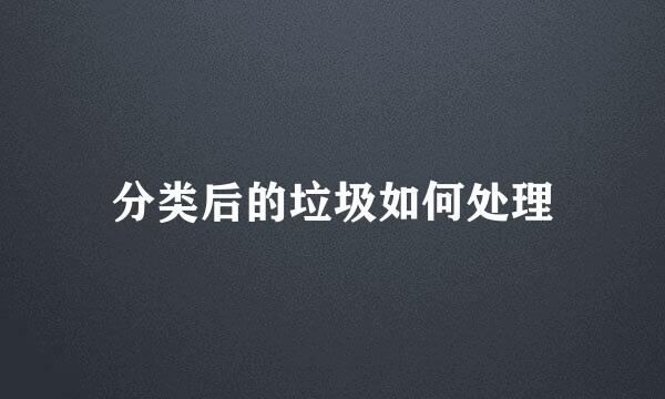 分类后的垃圾如何处理