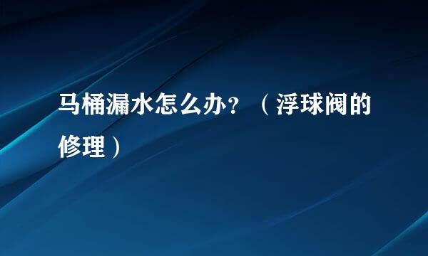马桶漏水怎么办？（浮球阀的修理）