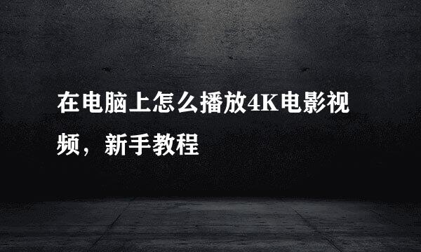 在电脑上怎么播放4K电影视频，新手教程