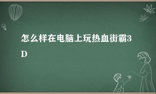 怎么样在电脑上玩热血街霸3D