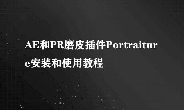 AE和PR磨皮插件Portraiture安装和使用教程