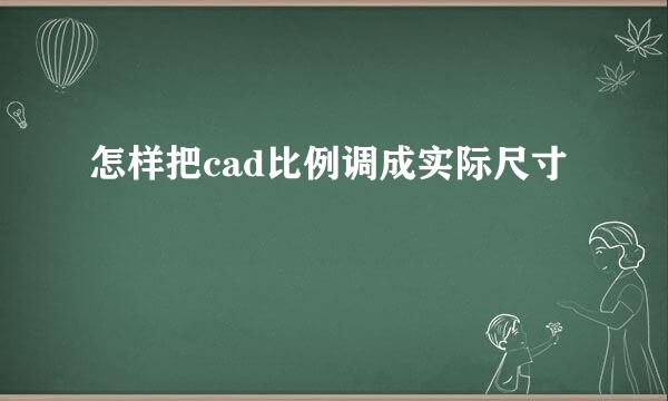 怎样把cad比例调成实际尺寸