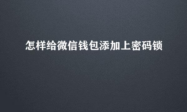 怎样给微信钱包添加上密码锁
