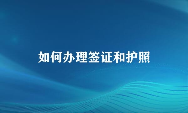 如何办理签证和护照