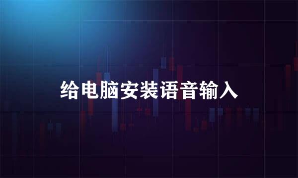 给电脑安装语音输入