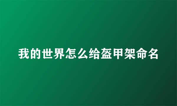 我的世界怎么给盔甲架命名
