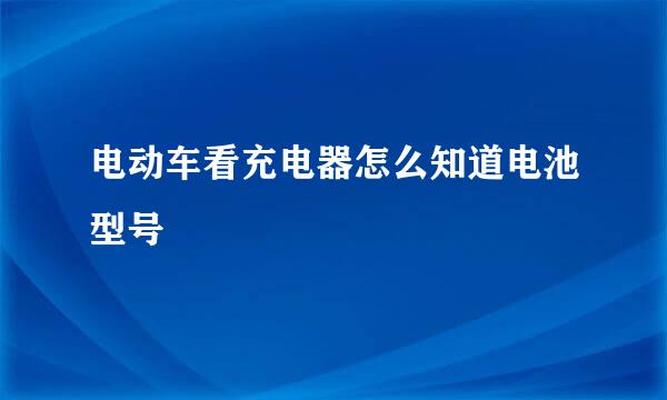 电动车看充电器怎么知道电池型号