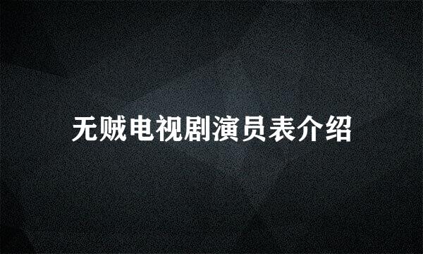 无贼电视剧演员表介绍