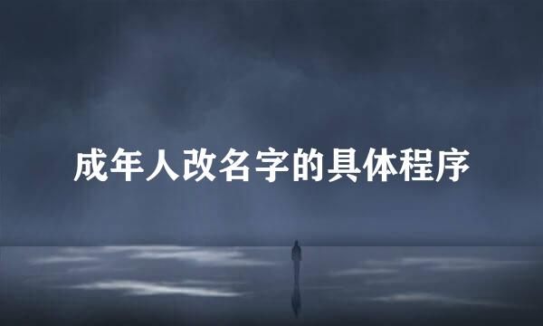 成年人改名字的具体程序