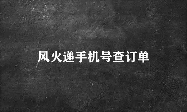 风火递手机号查订单