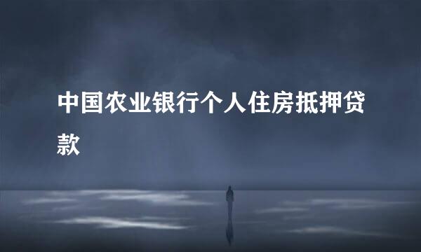 中国农业银行个人住房抵押贷款