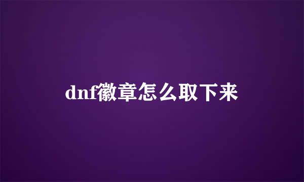 dnf徽章怎么取下来