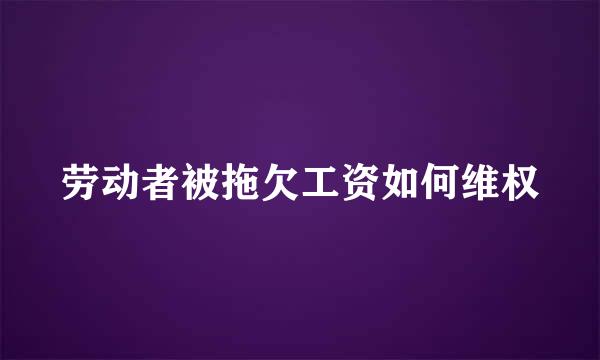 劳动者被拖欠工资如何维权