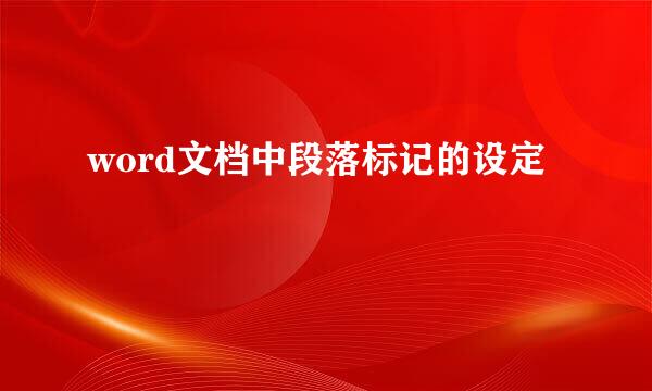 word文档中段落标记的设定