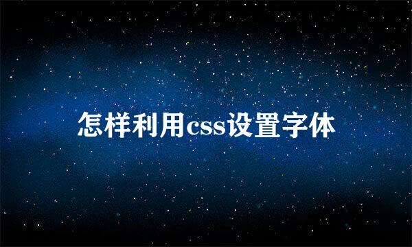 怎样利用css设置字体