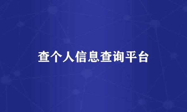 查个人信息查询平台