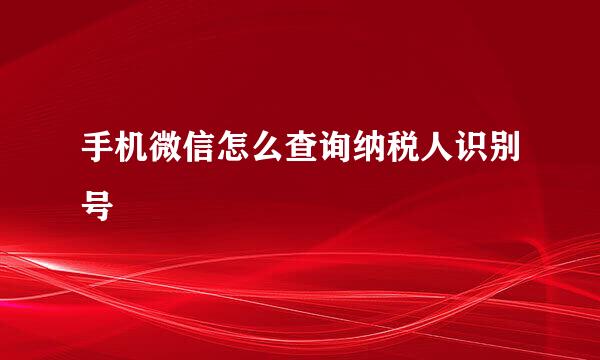 手机微信怎么查询纳税人识别号