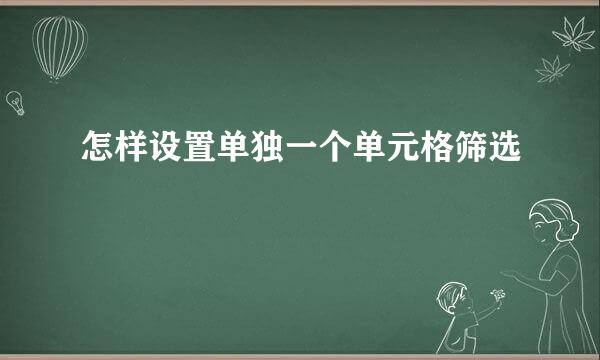 怎样设置单独一个单元格筛选