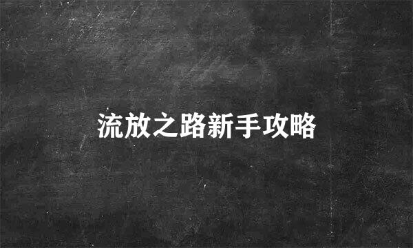 流放之路新手攻略