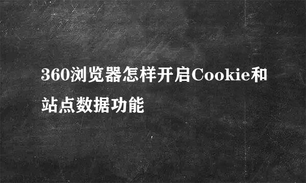 360浏览器怎样开启Cookie和站点数据功能