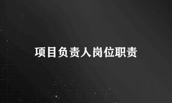 项目负责人岗位职责