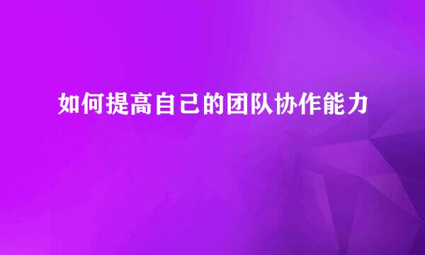 如何提高自己的团队协作能力
