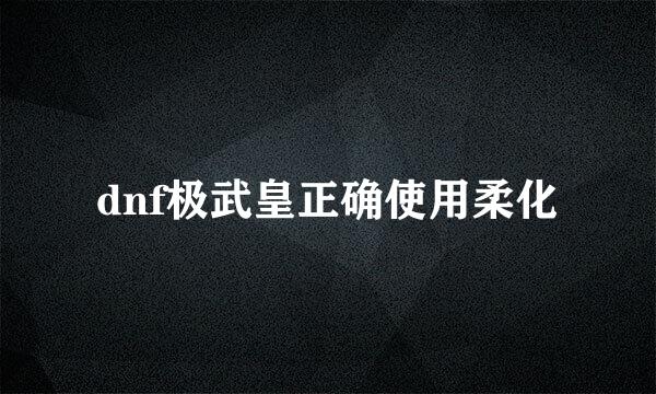dnf极武皇正确使用柔化