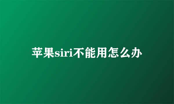 苹果siri不能用怎么办
