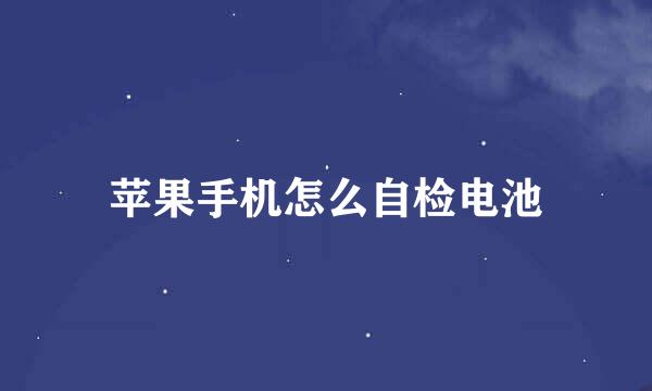苹果手机怎么自检电池