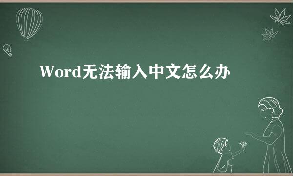 Word无法输入中文怎么办