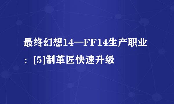 最终幻想14—FF14生产职业：[5]制革匠快速升级