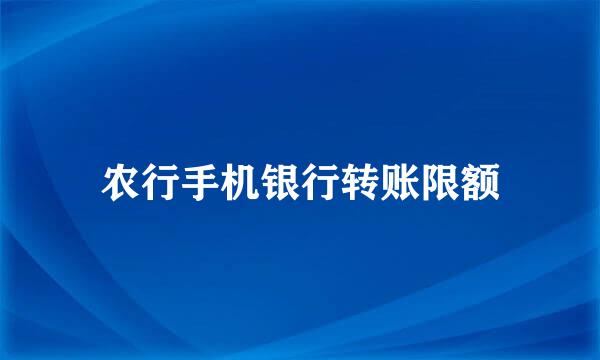 农行手机银行转账限额