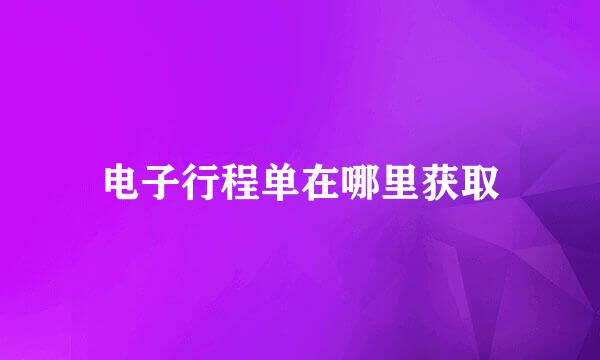 电子行程单在哪里获取