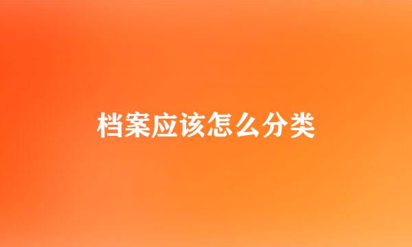 档案应该怎么分类