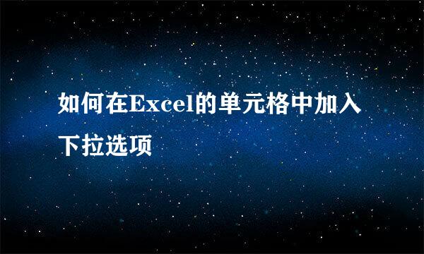 如何在Excel的单元格中加入下拉选项