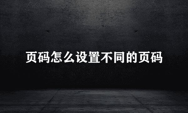 页码怎么设置不同的页码