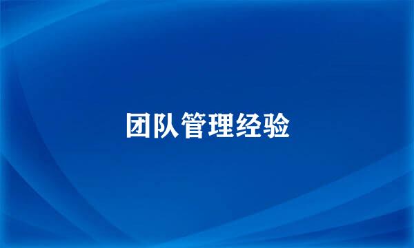 团队管理经验
