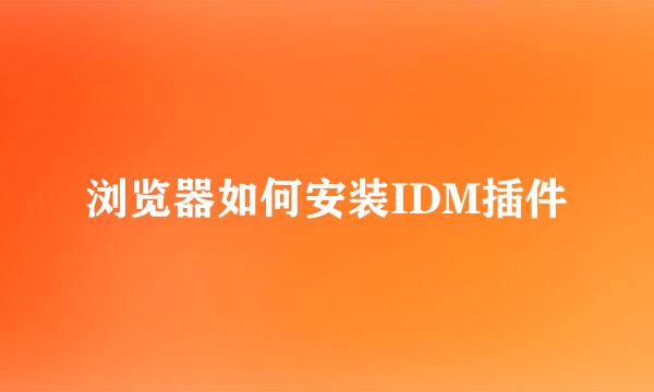 浏览器如何安装IDM插件