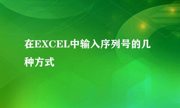 在EXCEL中输入序列号的几种方式