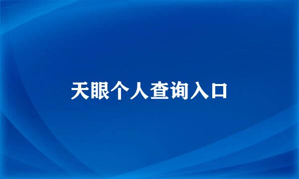 天眼个人查询入口