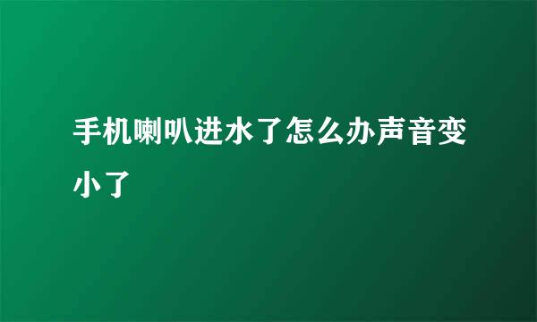 手机喇叭进水了怎么办声音变小了