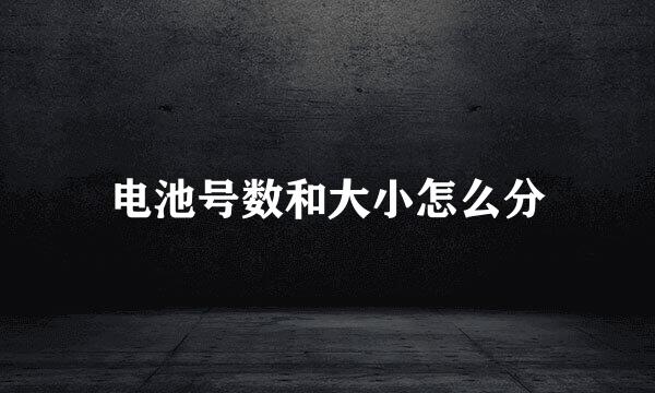 电池号数和大小怎么分