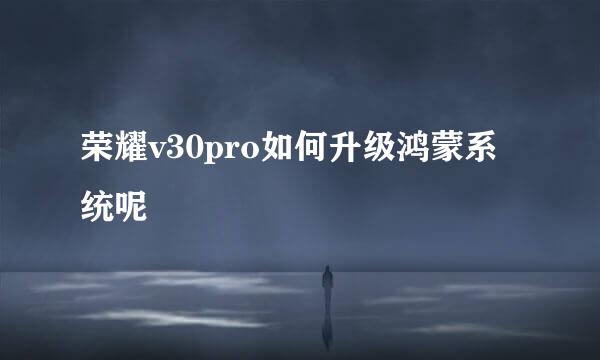 荣耀v30pro如何升级鸿蒙系统呢