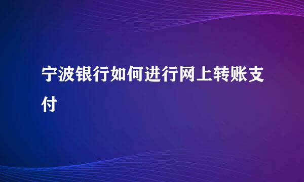 宁波银行如何进行网上转账支付