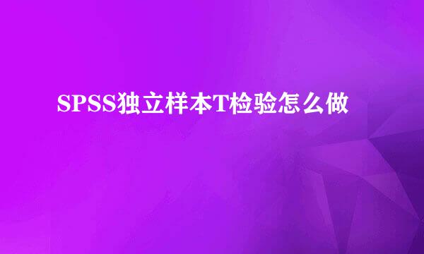 SPSS独立样本T检验怎么做