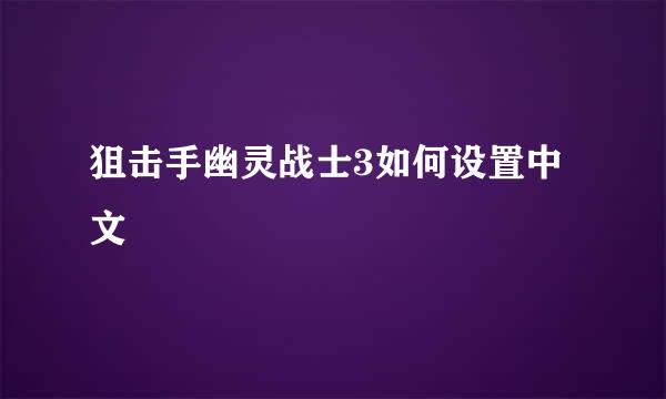 狙击手幽灵战士3如何设置中文