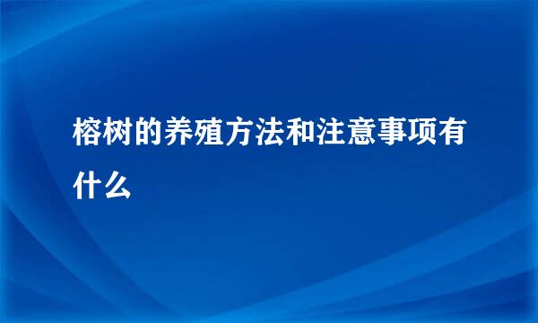 榕树的养殖方法和注意事项有什么
