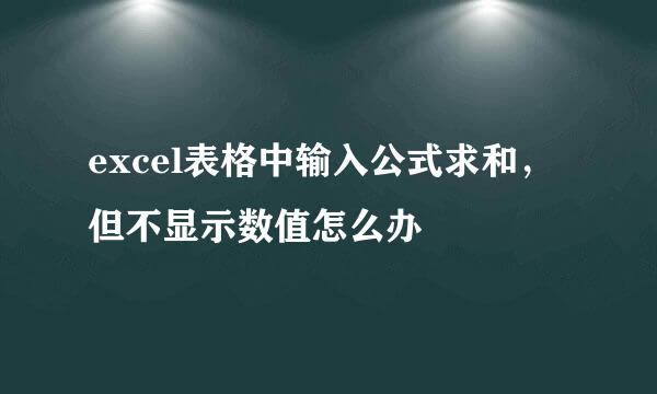 excel表格中输入公式求和，但不显示数值怎么办